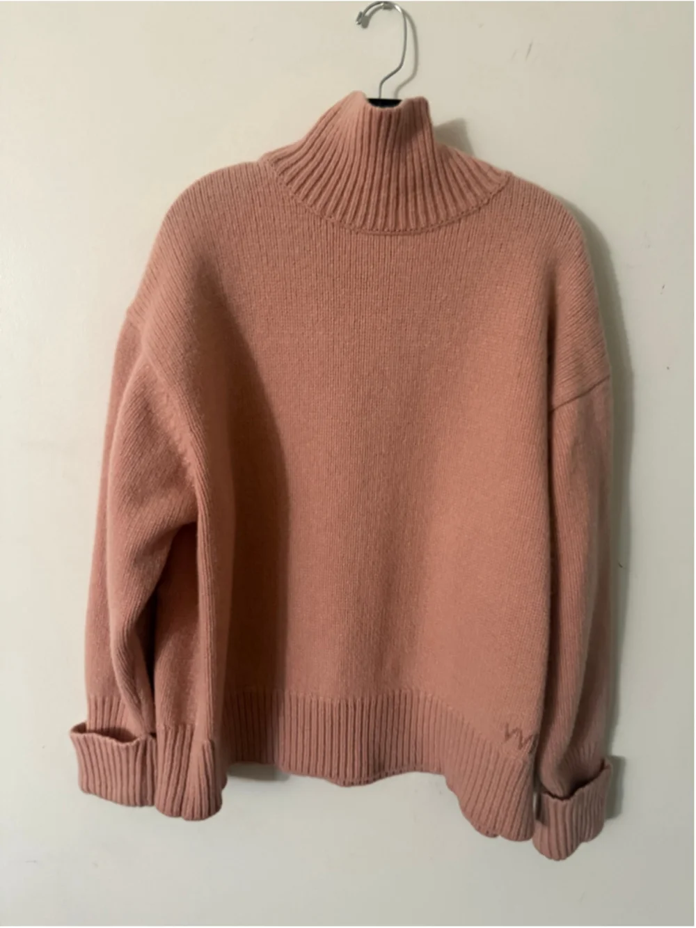Victoria Victoria Beckham Blush Pink Relaxed Funnel Neck Lambswool Sweater Large